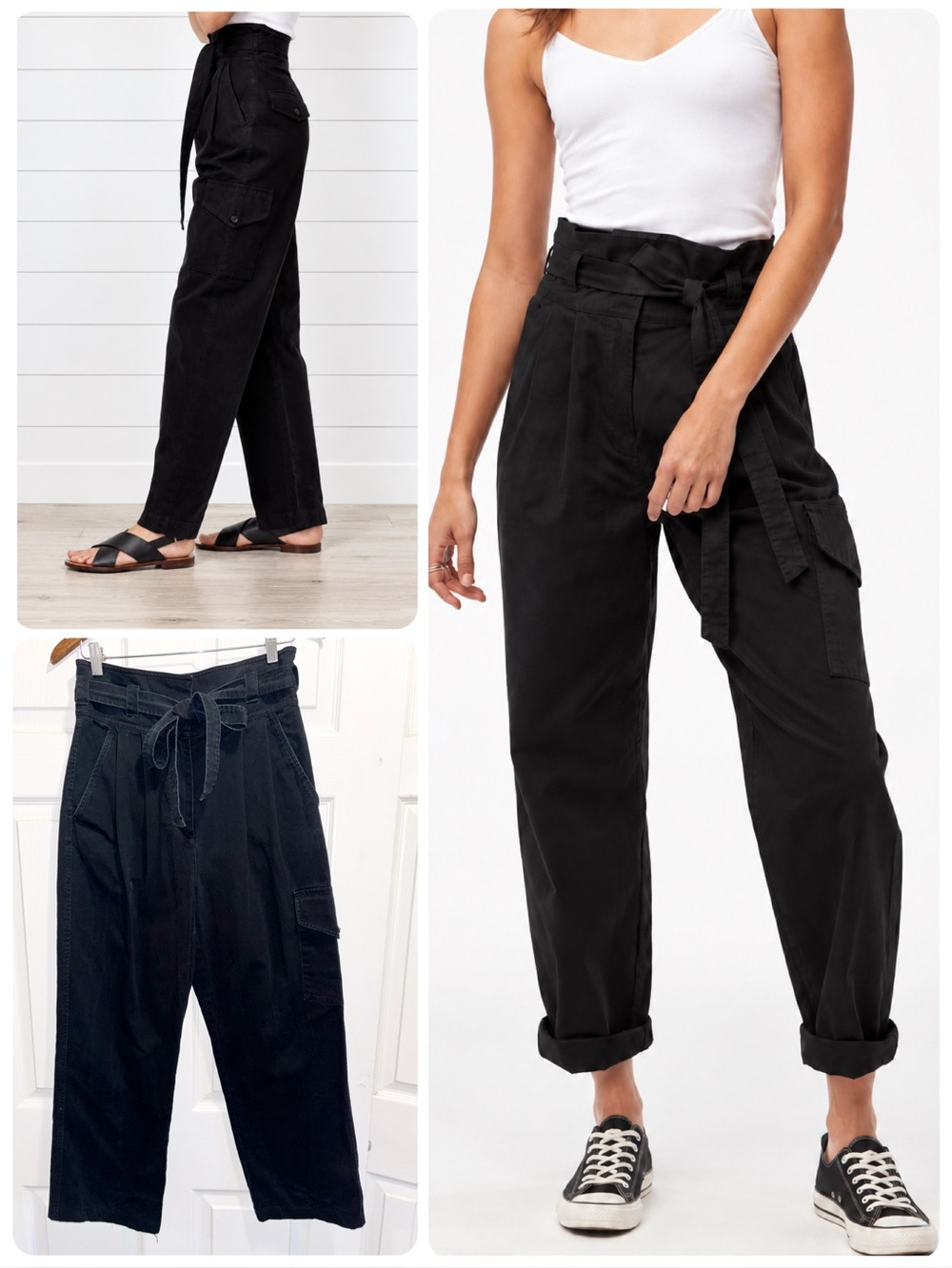 Aritzia Wilfred Free BERGERON Pants Paperbag High Rise Pleated Cargo Tie Front 8